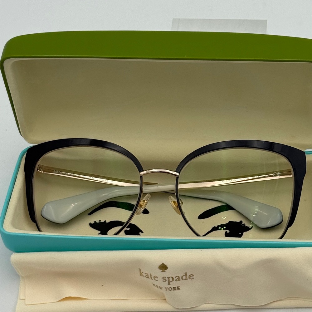 Kate Spade Genice/S Black Gold Cat Eye Eyeglass Frames 57 17 135 with Case